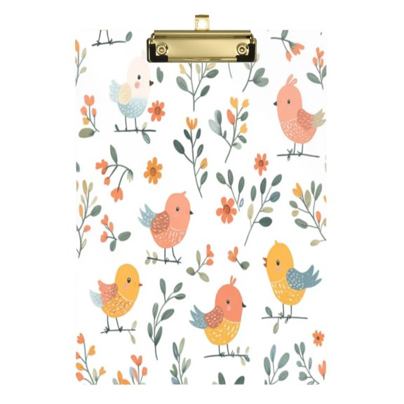 Acrylic Writing Board Gold12.5*9 Inch Clipboards Transparent Acrylic Material Suitable For Office Classroom Teachers Fashion Bloggers Stationery Enthusiasts Cartoon Color Cute Bird