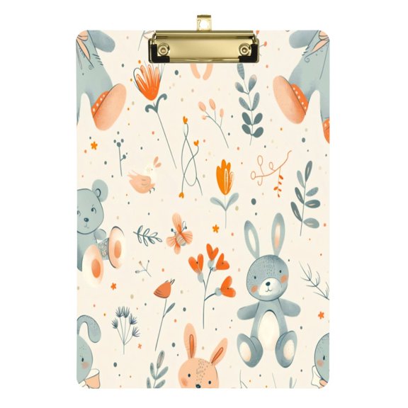 Acrylic Writing Board Gold12.5*9 Inch Clipboards Transparent Acrylic Material Suitable For Office Classroom Teachers Fashion Bloggers Stationery Enthusiasts Cartoon Rabbit