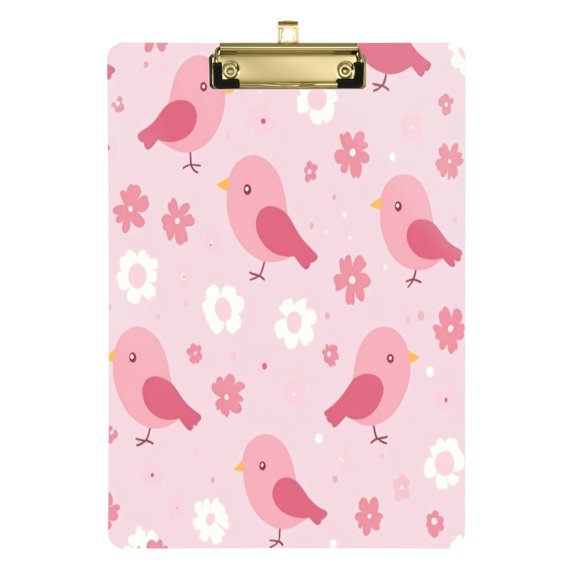 Acrylic Writing Board Gold12.5*9 Inch Clipboards Transparent Acrylic Material Suitable For Office Classroom Teachers Fashion Bloggers Stationery Enthusiasts Cute Pink Cartoon Bird1
