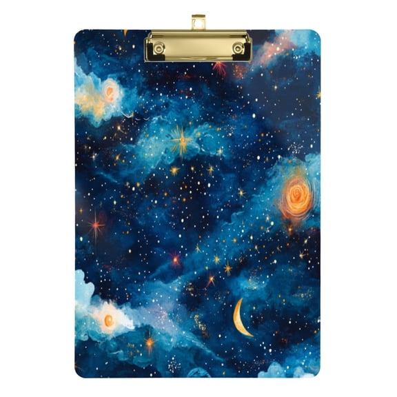 Acrylic Writing Board Gold12.5*9 Inch Clipboards Transparent Acrylic Material Suitable For Office Classroom Teachers Fashion Bloggers Stationery Enthusiasts Blue Starry Sky