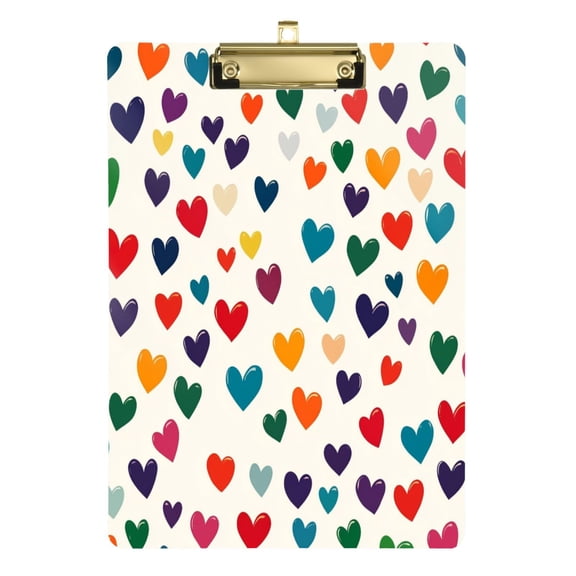 Acrylic Writing Board Gold12.5*9 Inch Clipboards Transparent Acrylic Material Suitable For Office Classroom Teachers Fashion Bloggers Stationery Enthusiasts Cartoon Heart Pattern