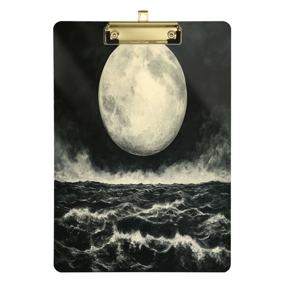 Acrylic Writing Board Gold12.5*9 Inch Clipboards Transparent Acrylic Material Suitable For Office Classroom Teachers Fashion Bloggers Stationery Enthusiasts Sea Moon Pattern