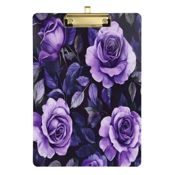 Acrylic Writing Board Gold12.5*9 Inch Clipboards Transparent Acrylic Material Suitable For Office Classroom Teachers Fashion Bloggers Stationery Enthusiasts Purple Rose2