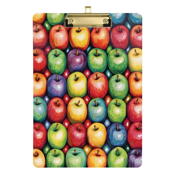 Acrylic Writing Board Gold12.5*9 Inch Clipboards Transparent Acrylic Material Suitable For Office Classroom Teachers Fashion Bloggers Stationery Enthusiasts Colored Apple Seamless1