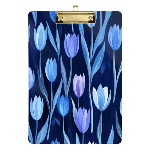 Acrylic Writing Board Gold12.5*9 Inch Clipboards Transparent Acrylic Material Suitable For Office Classroom Teachers Fashion Bloggers Stationery Enthusiasts Blue Tulip1