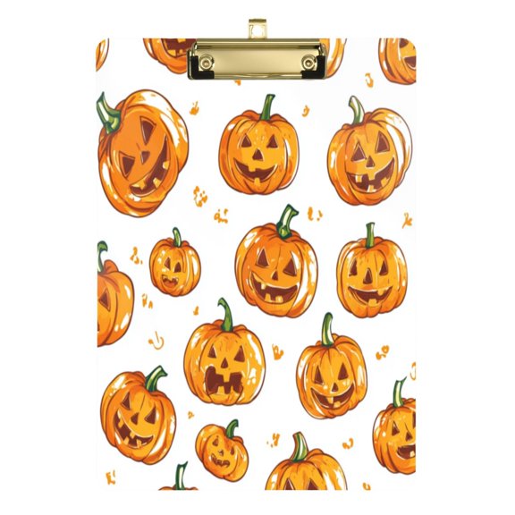 Acrylic Writing Board Gold12.5*9 Inch Clipboards Transparent Acrylic Material Suitable For Office Classroom Teachers Fashion Bloggers Stationery Enthusiasts Halloween Grimace Pumpkin2