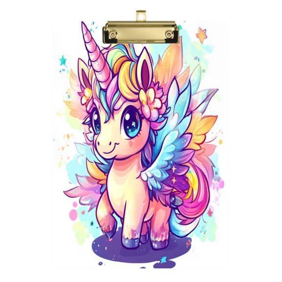 Acrylic Writing Board Gold12.5*9 Inch Clipboards Transparent Acrylic Material Suitable For Office Classroom Teachers Fashion Bloggers Stationery Enthusiasts Cute Unicorn