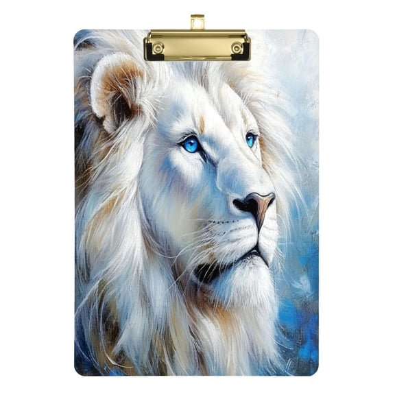 Acrylic Writing Board Gold12.5*9 Inch Clipboards Transparent Acrylic Material Suitable For Office Classroom Teachers Fashion Bloggers Stationery Enthusiasts Blue-eyed Lion