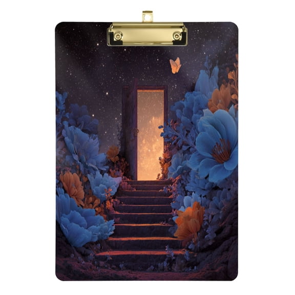 Acrylic Writing Board Silver 12.5*9 Inch Clipboards Transparent Acrylic Material Suitable For Office Classroom Teachers Fashion Bloggers Stationery Enthusiasts Wooden Door Dream World Open