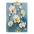 thumbnail image 1 of Acrylic Writing Board Silver 12.5*9 Inch Clipboards Transparent Acrylic Material Suitable For Office Classroom Teachers Fashion Bloggers Stationery Enthusiasts Beautiful White Flower Pattern, 1 of 9