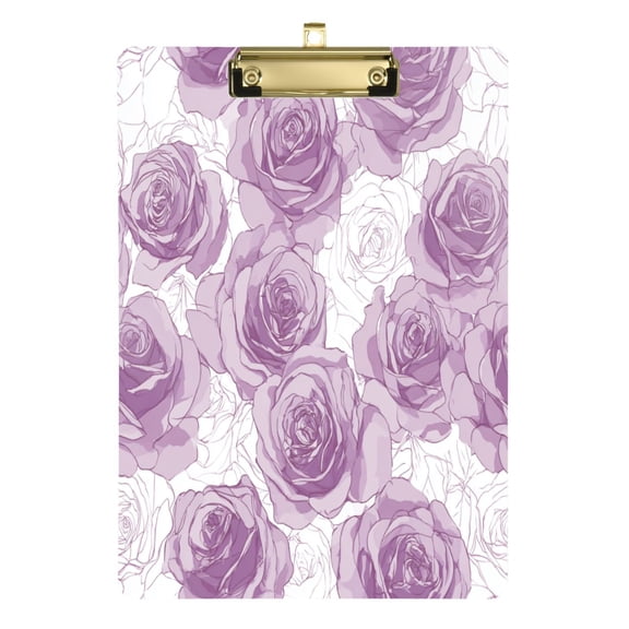 Acrylic Writing Board Silver 12.5*9 Inch Clipboards Transparent Acrylic Material Suitable For Office Classroom Teachers Fashion Bloggers Stationery Enthusiasts Vector Illustration Rose