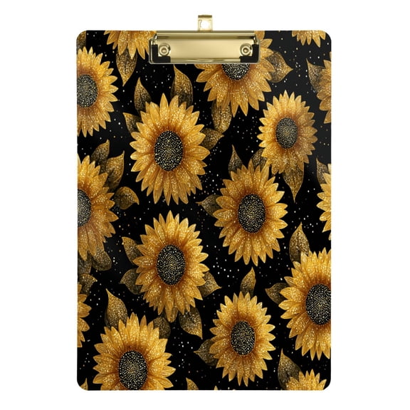 Acrylic Writing Board Silver 12.5*9 Inch Clipboards Transparent Acrylic Material Suitable For Office Classroom Teachers Fashion Bloggers Stationery Enthusiasts Sunflower Pattern Black