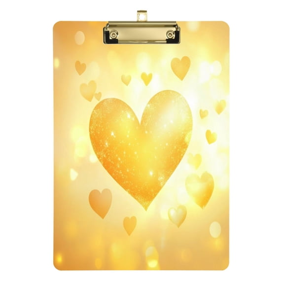 Acrylic Writing Board Silver12.5*9 Inch Clipboards Transparent Acrylic Material Suitable For Office Classroom Teachers Fashion Bloggers Stationery Enthusiasts Valentine's Day Yellow Love