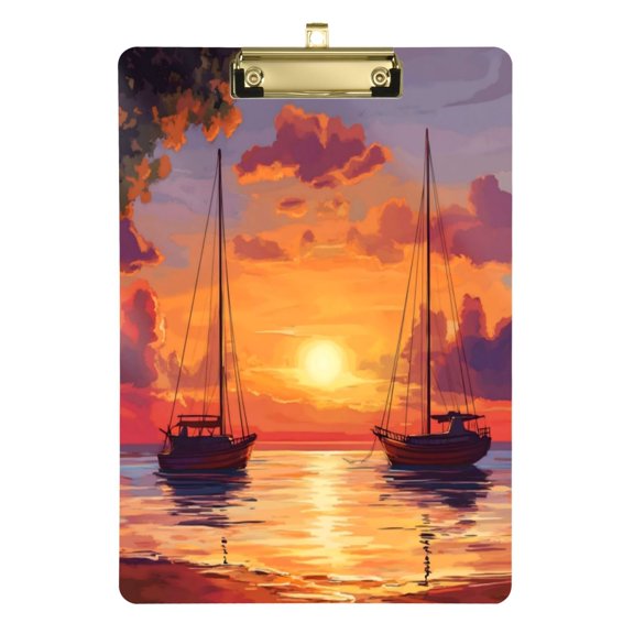 Acrylic Writing Board Silver12.5*9 Inch Clipboards Transparent Acrylic Material Suitable For Office Classroom Teachers Fashion Bloggers Stationery Enthusiasts Setting Sun