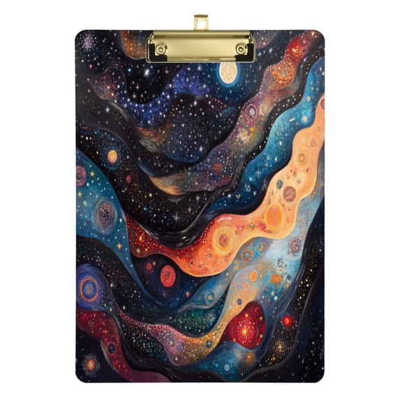 Acrylic Writing Board Silver12.5*9 Inch Clipboards Transparent Acrylic Material Suitable For Office Classroom Teachers Fashion Bloggers Stationery Enthusiasts Colorful Galaxy