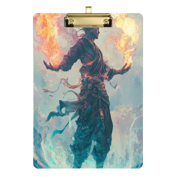 Acrylic Writing Board Silver12.5*9 Inch Clipboards Transparent Acrylic Material Suitable For Office Classroom Teachers Fashion Bloggers Stationery Enthusiasts Fire Man