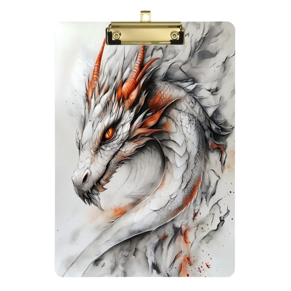 Acrylic Writing Board Silver12.5*9 Inch Clipboards Transparent Acrylic Material Suitable For Office Classroom Teachers Fashion Bloggers Stationery Enthusiasts Painting Dragon