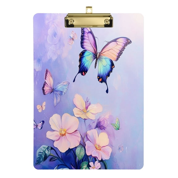 Acrylic Writing Board Silver12.5*9 Inch Clipboards Transparent Acrylic Material Suitable For Office Classroom Teachers Fashion Bloggers Stationery Enthusiasts Light Purple Rainbow Butterfly