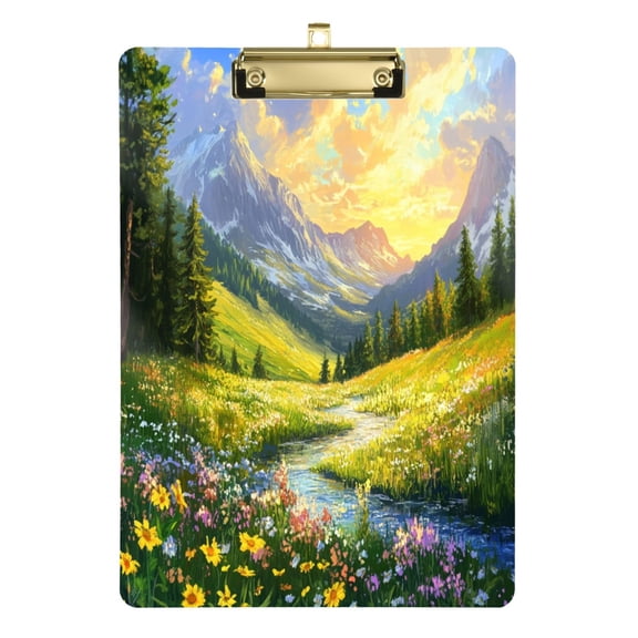 Acrylic Writing Board Silver12.5*9 Inch Clipboards Transparent Acrylic Material Suitable For Office Classroom Teachers Fashion Bloggers Stationery Enthusiasts Picturesque Summer Mountain