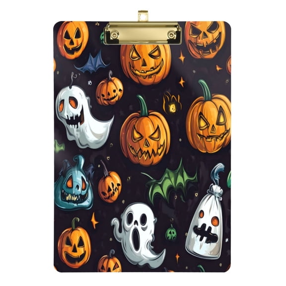 Acrylic Writing Board Silver12.5*9 Inch Clipboards Transparent Acrylic Material Suitable For Office Classroom Teachers Fashion Bloggers Stationery Enthusiasts Scary Pumpkin