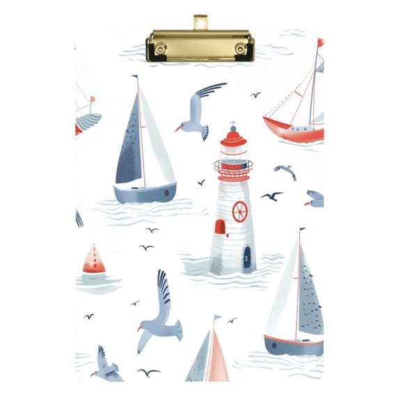 Acrylic Writing Board Silver12.5*9 Inch Clipboards Transparent Acrylic Material Suitable For Office Classroom Teachers Fashion Bloggers Stationery Enthusiasts Blue Sailing Lighthouse