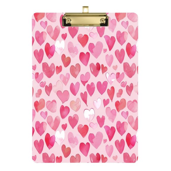 Acrylic Writing Board Silver12.5*9 Inch Clipboards Transparent Acrylic Material Suitable For Office Classroom Teachers Fashion Bloggers Stationery Enthusiasts Cartoon Pink Hearts Seamless
