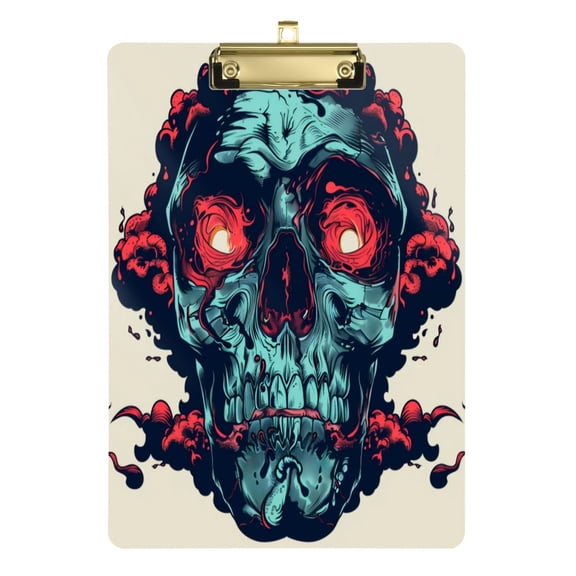 Acrylic Writing Board Silver12.5*9 Inch Clipboards Transparent Acrylic Material Suitable For Office Classroom Teachers Fashion Bloggers Stationery Enthusiasts Scary Skull