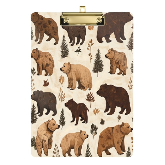 Acrylic Writing Tablet,Brown Bear12.5"9"Rectangular One-sided Printed Clear Acrylic Writing Tablet.