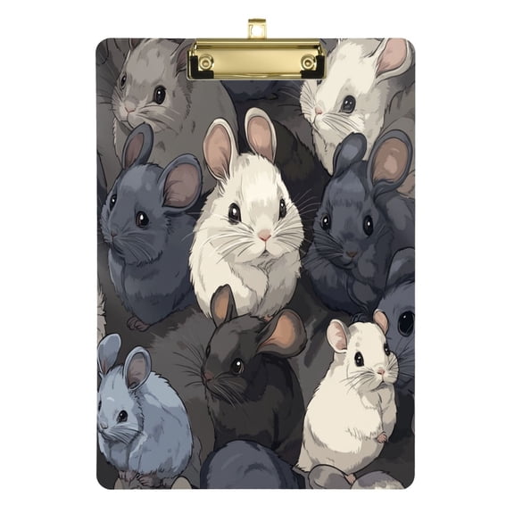 Acrylic Writing Tablet,Cartoon Chinchilla12.5"9"Rectangular One-sided Printed Clear Acrylic Writing Tablet.