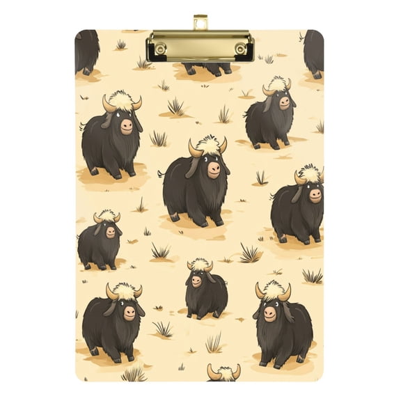 Acrylic Writing Tablet,Cartoon Musk Oxen12.5"9"Rectangular One-sided Printed Clear Acrylic Writing Tablet.