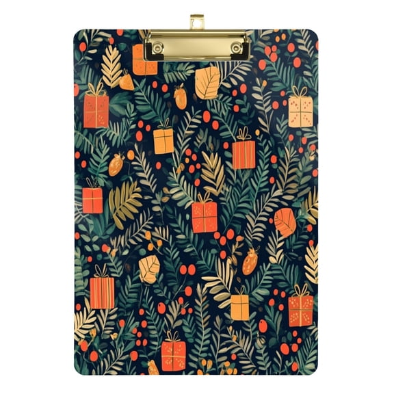Acrylic Writing Tablet,Christmas Present Pattern12.5"9"Rectangular One-sided Printed Clear Acrylic Writing Tablet.
