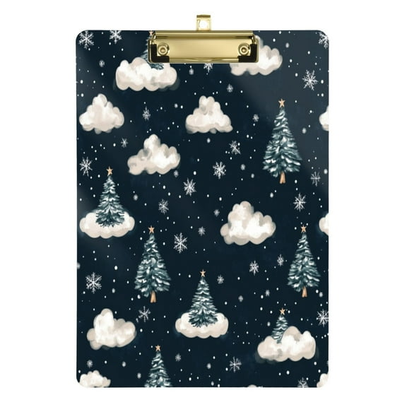 Acrylic Writing Tablet,Christmas Trees and Cloud12.5"9"Rectangular One-sided Printed Clear Acrylic Writing Tablet.