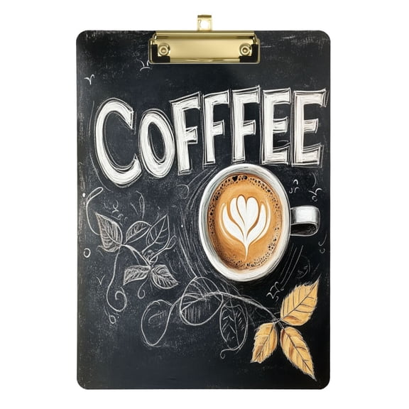 Acrylic Writing Tablet,Coffee Time12.5"×9"Rectangular One-sided Printed Clear Acrylic Writing Tablet.