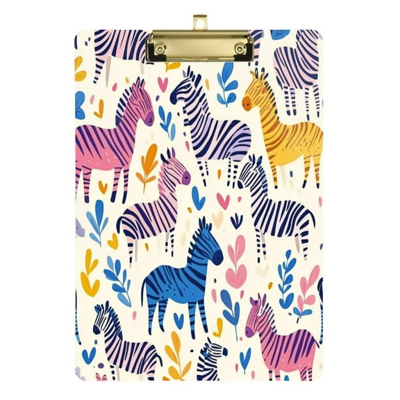 Acrylic Writing Tablet,Colorful Lovely Zebra12.5"9"Rectangular One-sided Printed Clear Acrylic Writing Tablet.