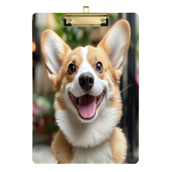 Acrylic Writing Tablet,Cute Corgi12.5"×9"Rectangular One-sided Printed Clear Acrylic Writing Tablet.