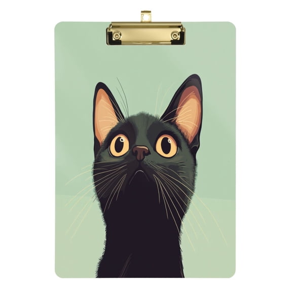 Acrylic Writing Tablet,Cute Curious Cat12.5"9"Rectangular One-sided Printed Clear Acrylic Writing Tablet.