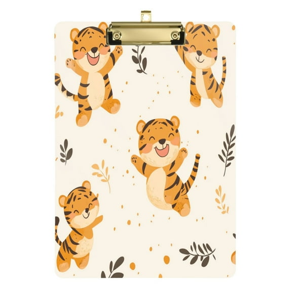 Acrylic Writing Tablet,Cute Smile Jumping Tiger12.5"9"Rectangular One-sided Printed Clear Acrylic Writing Tablet.