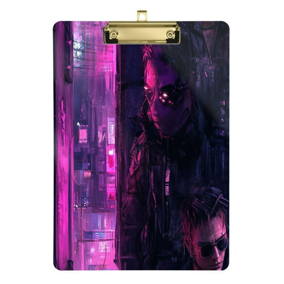 Acrylic Writing Tablet,Cyberpunk's Boy12.5"×9"Rectangular One-sided Printed Clear Acrylic Writing Tablet.