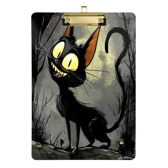 Acrylic Writing Tablet,Funny Black Cat12.5"×9"Rectangular One-sided Printed Clear Acrylic Writing Tablet.