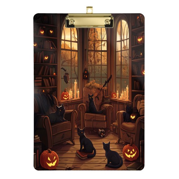 Acrylic Writing Tablet,Halloween Cat12.5"×9"Rectangular One-sided Printed Clear Acrylic Writing Tablet.