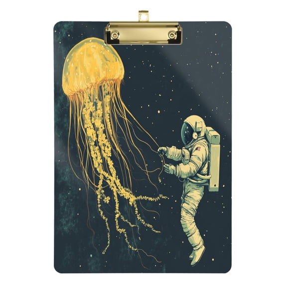 Acrylic Writing Tablet,Jellyfish and Astronaut12.5"9"Rectangular One-sided Printed Clear Acrylic Writing Tablet.
