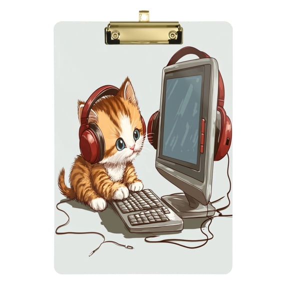 Acrylic Writing Tablet,Kittens Play Computer12.5"×9"Rectangular One-sided Printed Clear Acrylic Writing Tablet.