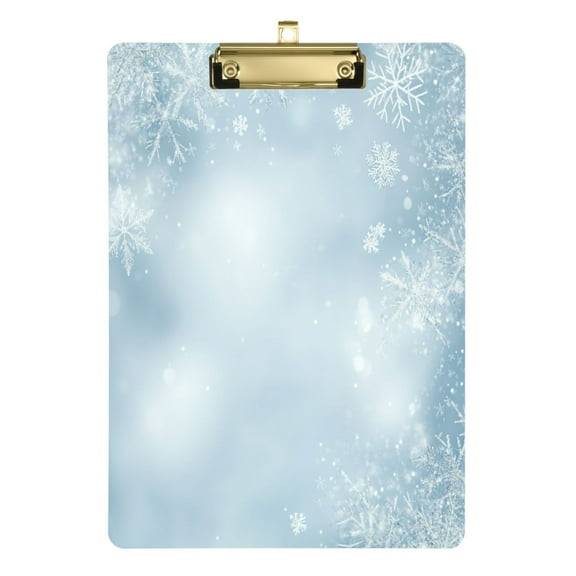 Acrylic Writing Tablet,Light Blue Background with Snowflakes12.5"9"Rectangular One-sided Printed Clear Acrylic Writing Tablet.