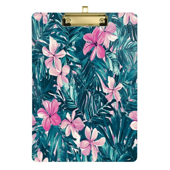 Acrylic Writing Tablet,Pink Flower12.5"×9"Rectangular One-sided Printed Clear Acrylic Writing Tablet.