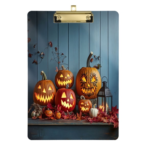 Acrylic Writing Tablet,Pumpkins with Different Face12.5"×9"Rectangular One-sided Printed Clear Acrylic Writing Tablet.