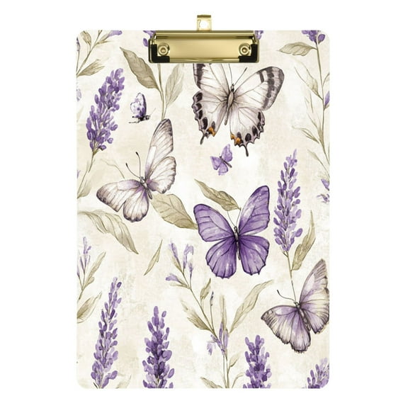 Acrylic Writing Tablet,Purple Lavender and Butterfly12.5"9"Rectangular One-sided Printed Clear Acrylic Writing Tablet.