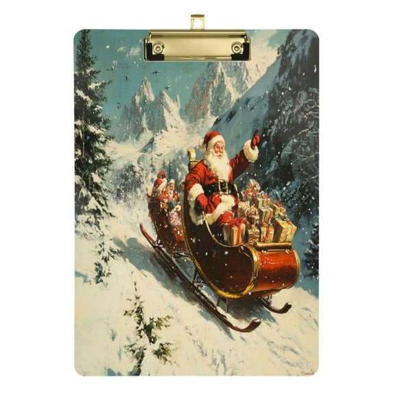 Acrylic Writing Tablet,Santa Claus Giving Presents 12.5"9"Rectangular One-sided Printed Clear Acrylic Writing Tablet.