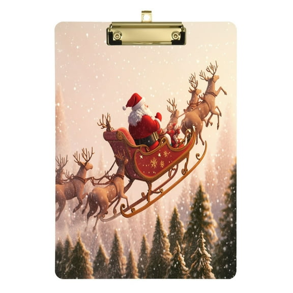 Acrylic Writing Tablet,Santa Claus Giving Presents 12.5"9"Rectangular One-sided Printed Clear Acrylic Writing Tablet.
