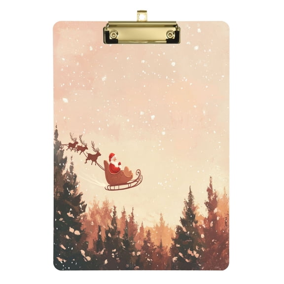 Acrylic Writing Tablet,Santa Claus Giving Presents12.5"9"Rectangular One-sided Printed Clear Acrylic Writing Tablet.