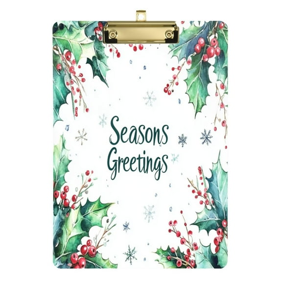 Acrylic Writing Tablet,Seasons Greetings12.5"×9"Rectangular One-sided Printed Clear Acrylic Writing Tablet.